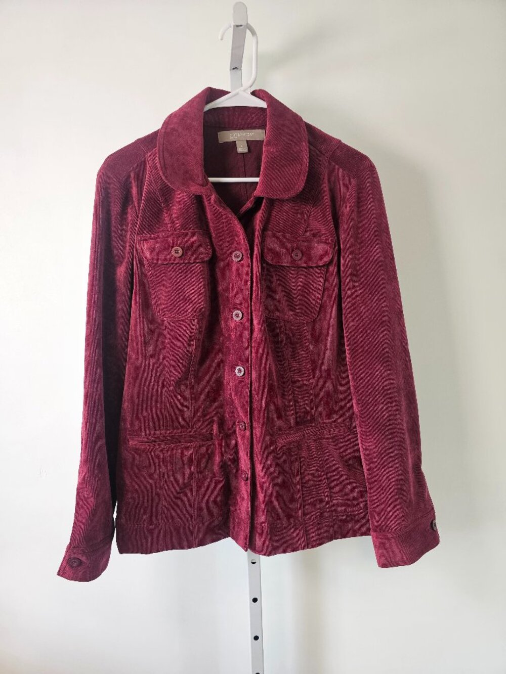 Croft & Barrow Shacket Corduroy Cranberry Casual L